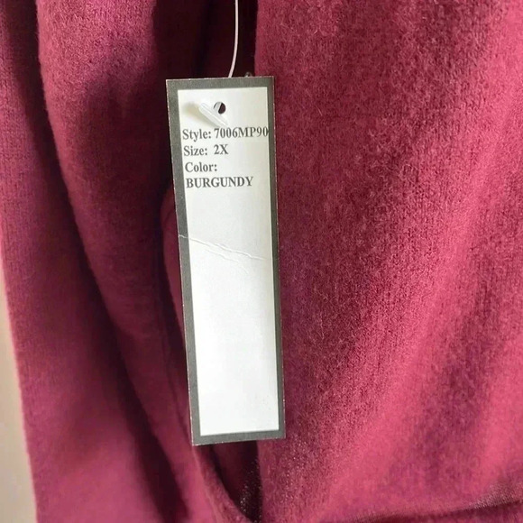 LC Couture Burgundy Jeweled Front Tie Sweater - Picture 13 of 14